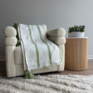 Tassel Green-Striped Throw